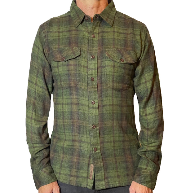 Wyatt Flannel Shirt – Olive/Brown -  SOLD OUT