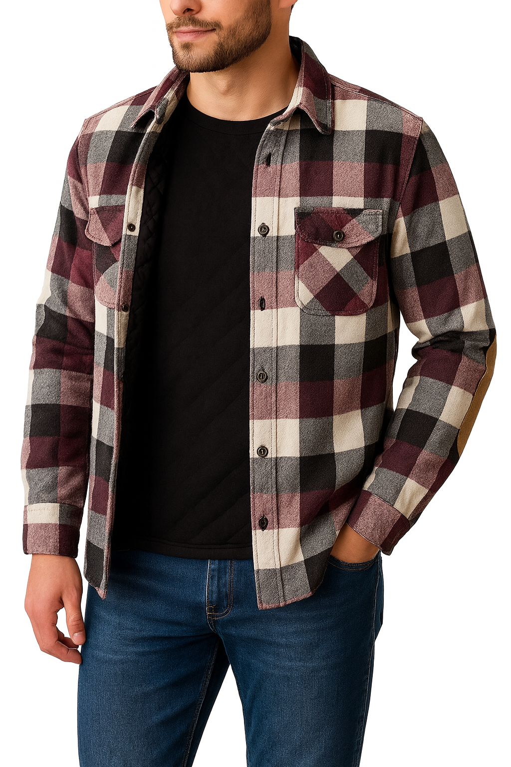 Dylan Flyshacket Quilted Shirt Jak - Red Ecru/Black