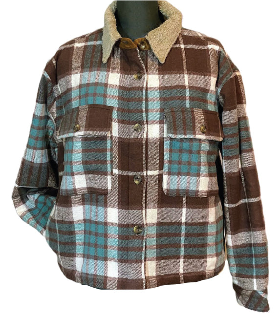 Women's Maple Falls Berber Jacket - Chocolate/Turquoise - New Arrival!