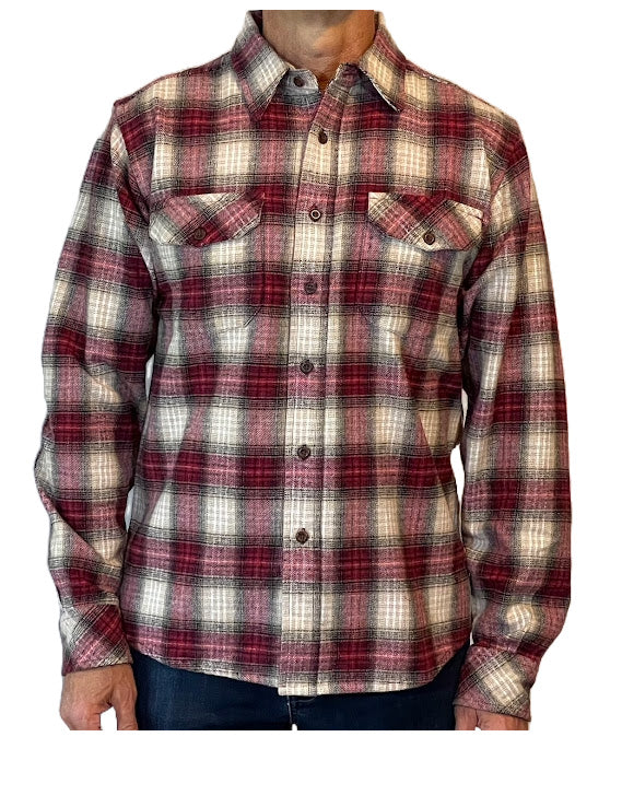 Granby Flannel Shirt - Red/Ecru - Beefy weight New Arrival!