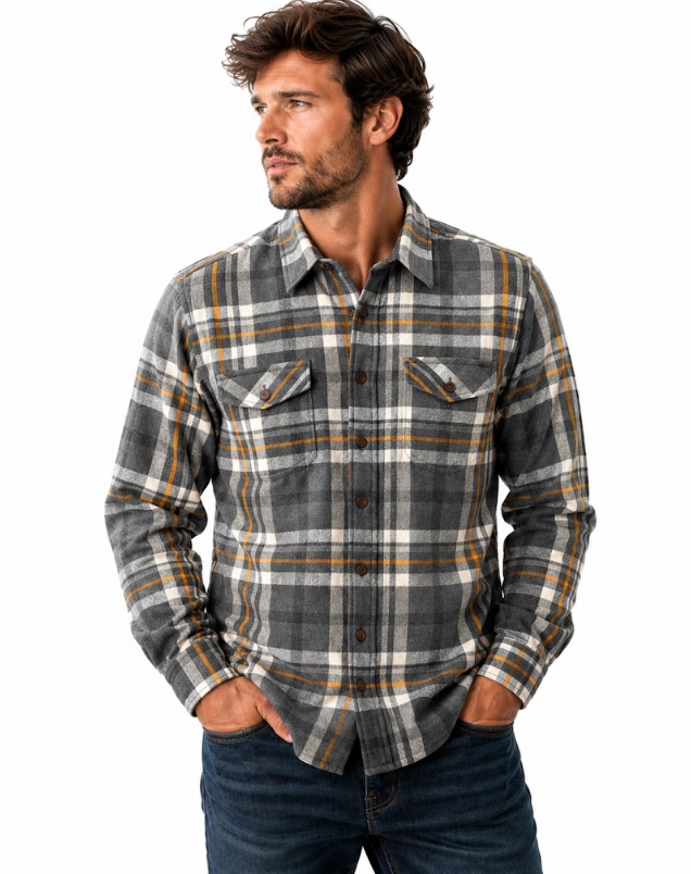 Granby Flannel Shirt - Heather Grey Just Arrived!