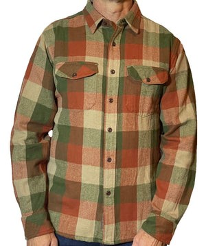South Fork Shirt - Pumpkin/Olive - Beefy 8 oz. Flannel
