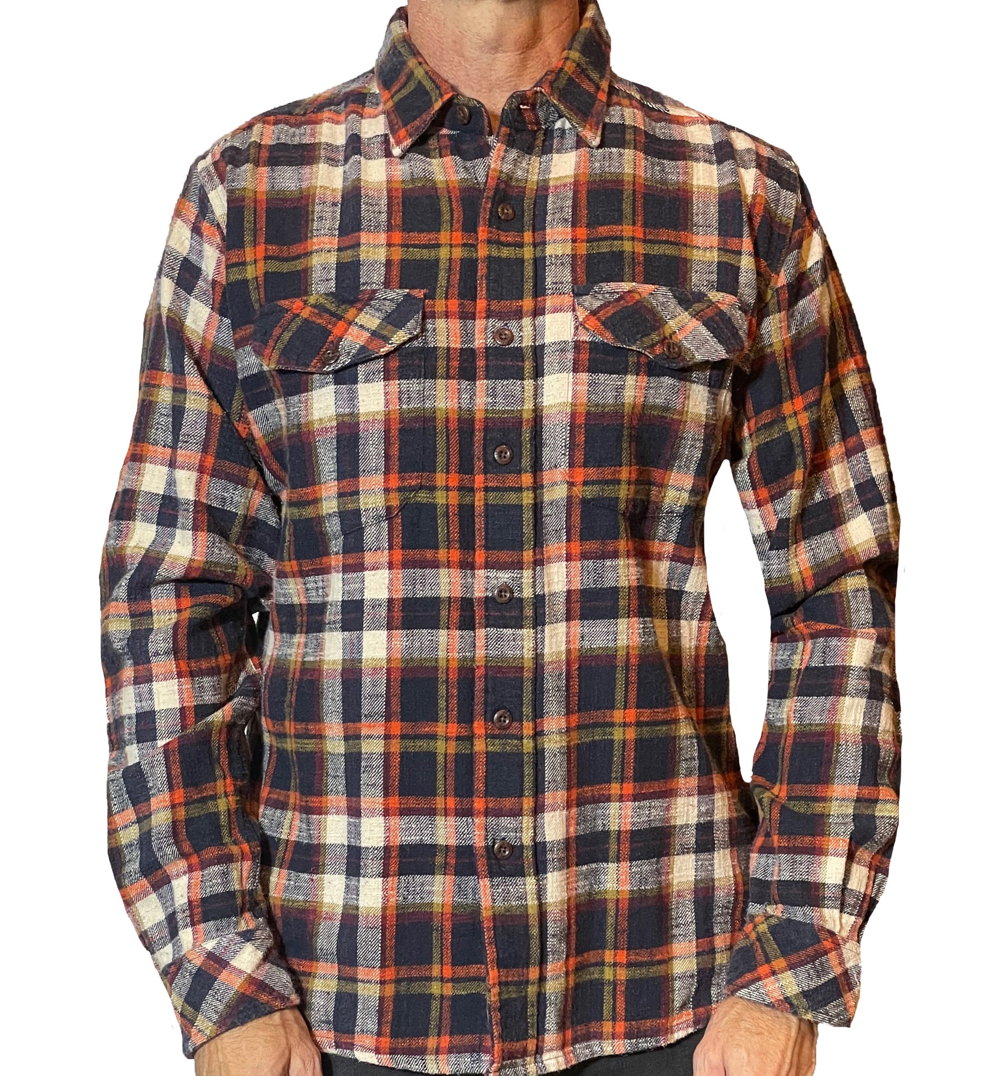 Jackson Flannel Shirt – Navy/Ecru