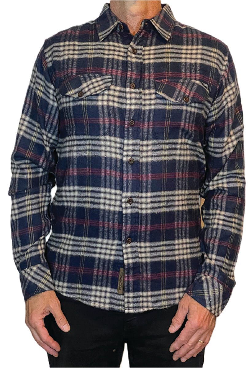 Wyatt Flannel Shirt – Navy/Ecru