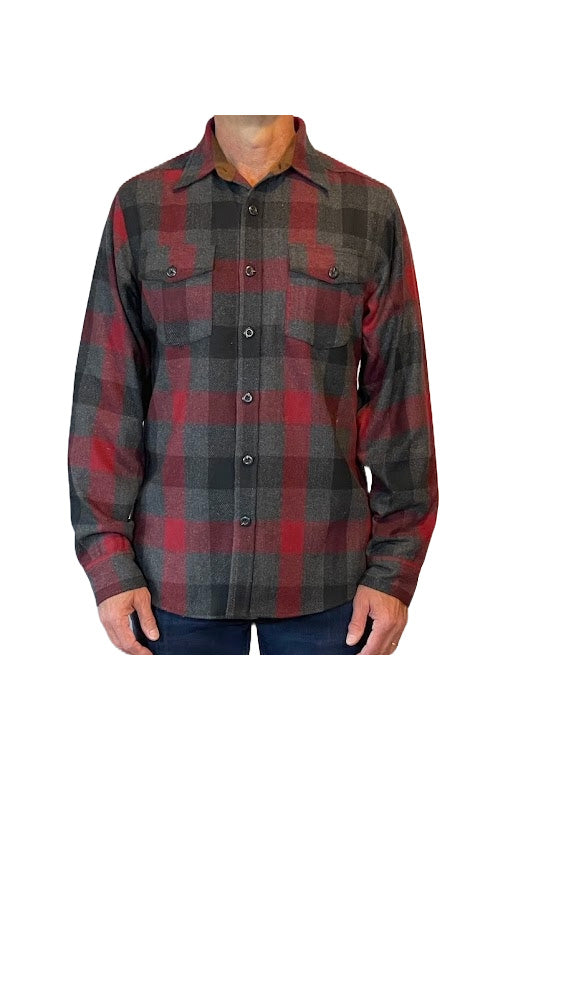 Highland Wool Shirt - Heather Red Tri-Check