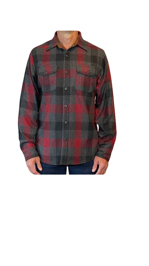 Highland Wool Shirt - Heather Red Tri-Check