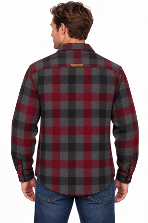 It's Back by Request!   Highland Recycled Wool Shirt - Heathered Grey/Red Tri Buffalo Check