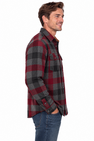 It's Back by Request!   Highland Recycled Wool Shirt - Heathered Grey/Red Tri Buffalo Check