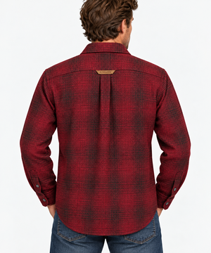 Highland Wool Men's Shirt - Red Ombre Plaid Shirt
