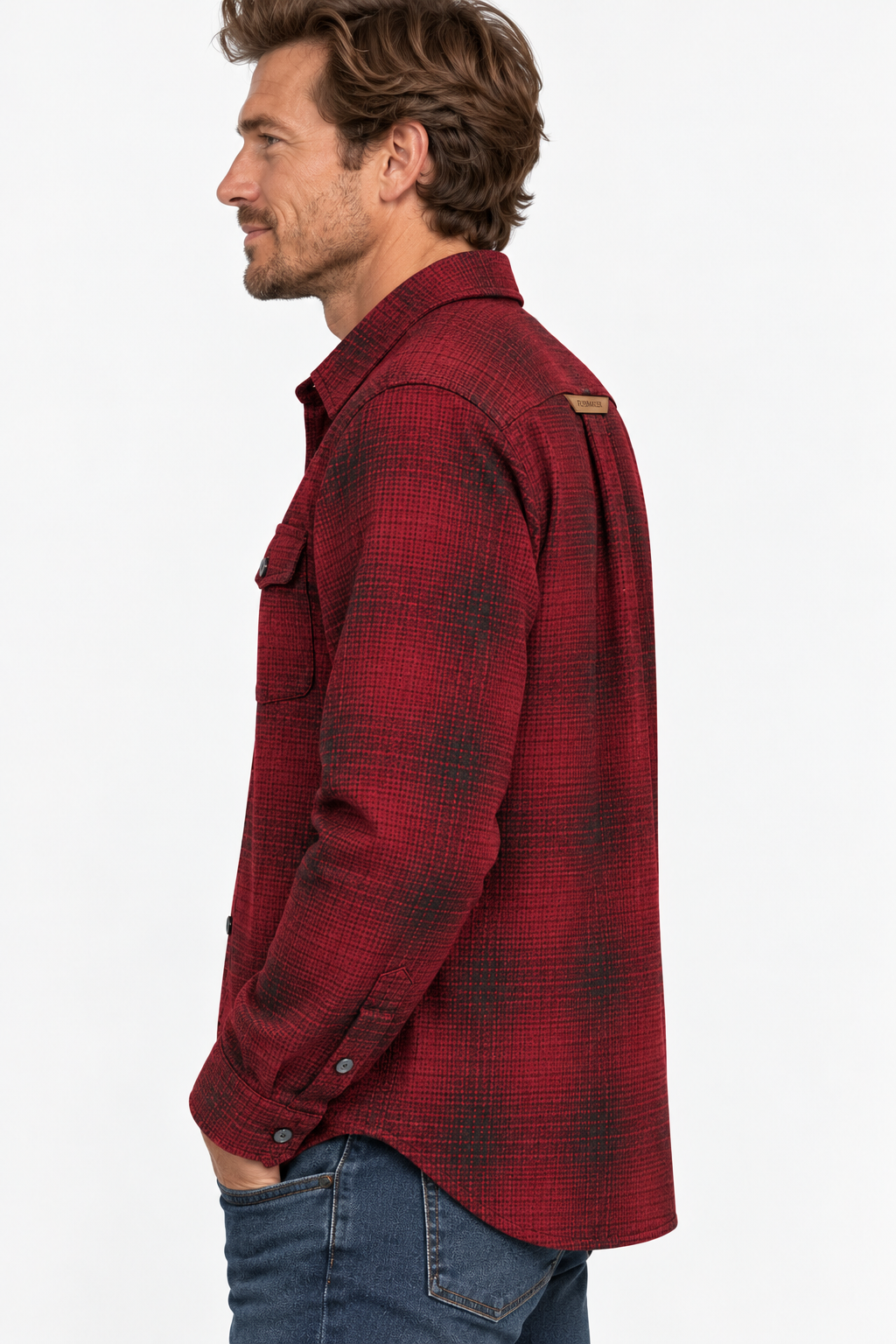 Highland Wool Men's Shirt - Red Ombre Plaid Shirt