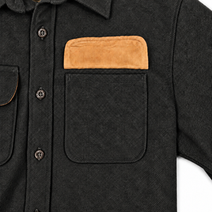 Men's Retro Wool Shirt- 70% Wool-30% Rayon Twill Weave-Charcoal