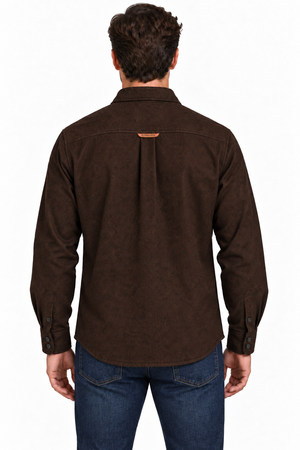 Men's Retro Wool Shirt- 70% Wool-30% Rayon Twill Weave-Cocoa