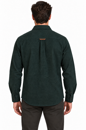 Men's Retro Wool Shirt- 70% Wool-30% Rayon Twill Weave-Charcoal