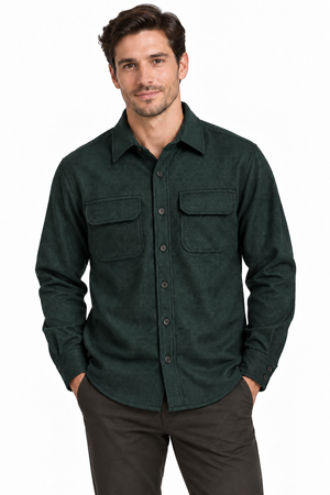 Men's Retro Wool Shirt- 70% Wool-30% Rayon Twill Weave-Charcoal