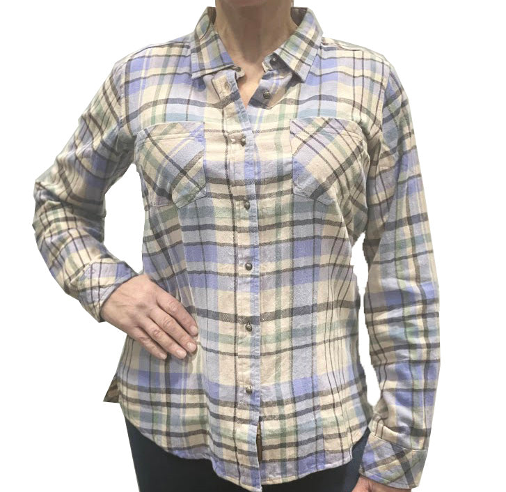 Women's Libby Flannel Shirt - Veri Peri/Ecru - 40% Off!