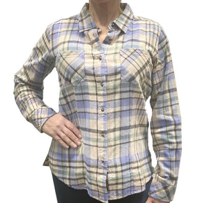 Women's Libby Flannel Shirt - Veri Peri/Ecru - New Arrival!
