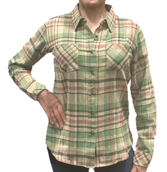Women's Libby Flannel Shirt - Rose/Sea Glass - 40% Off!
