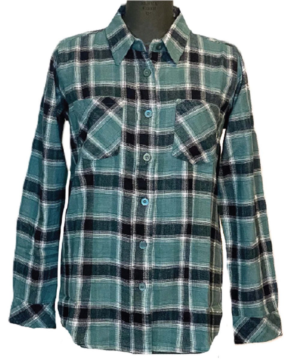 Women's Libby Flannel Shirt - Turquoise - New arrival!