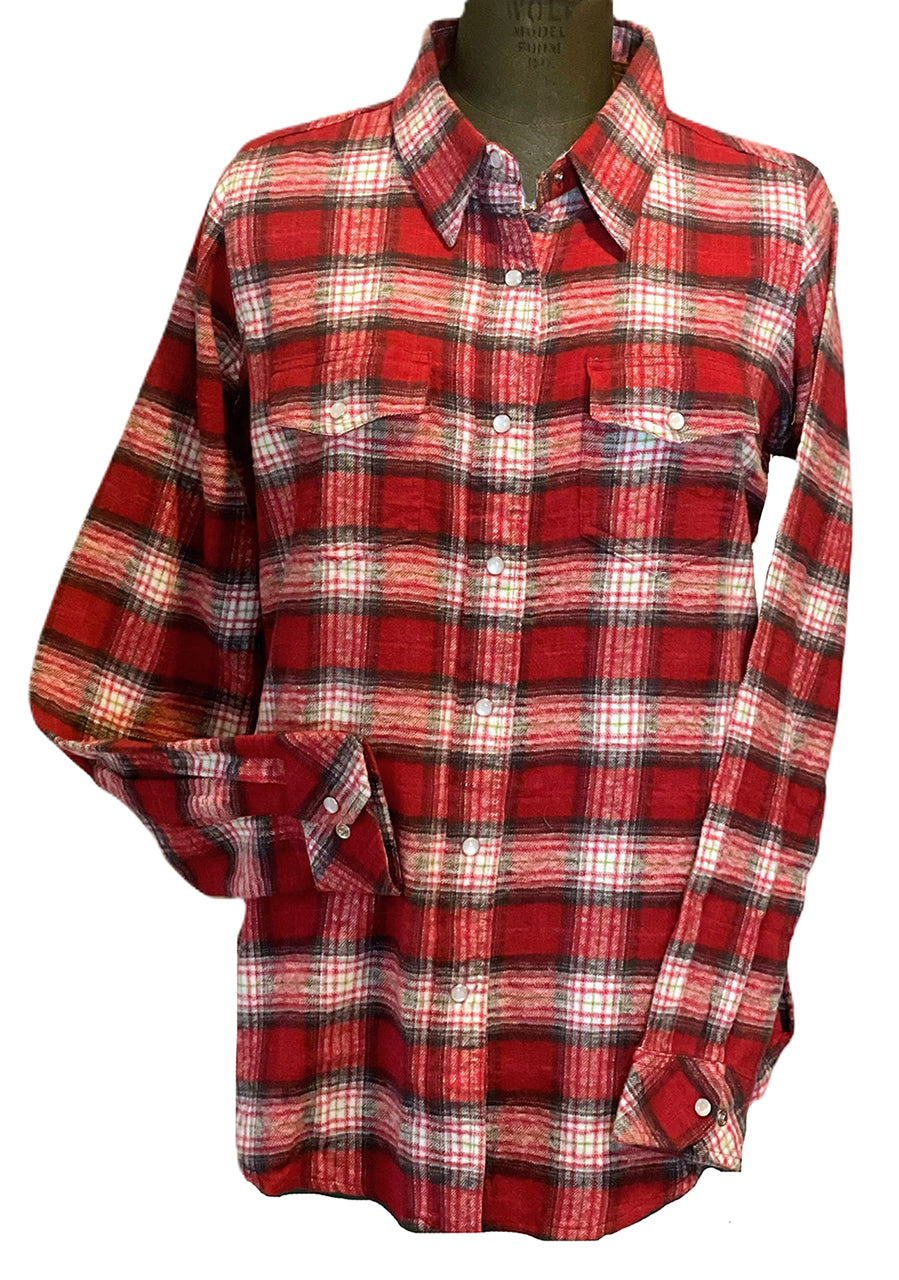 Women's Passion pearl Snap Flannel Shirt - Deep Magenta - 40% Off!