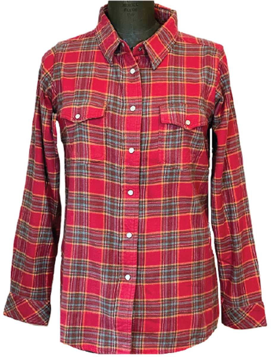 Women's Passion pearl Snap Flannel Shirt - Cherry Red New Arrival!