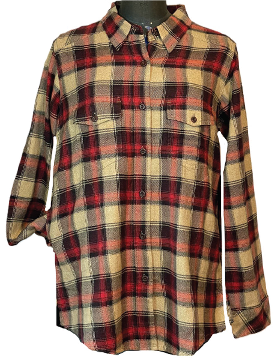 Women's Huggable Flannel - Oat/Red