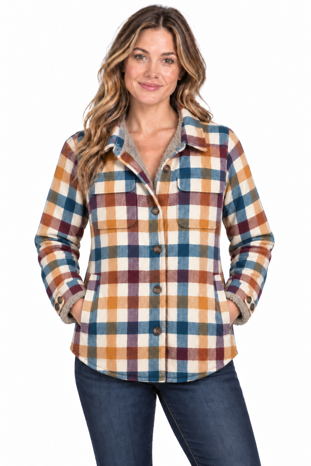 Maple Falls Berber Lined Shirt Jak-55% Cotton/ 45% Rayon Flannel - Ecru Brights Just Arrived!